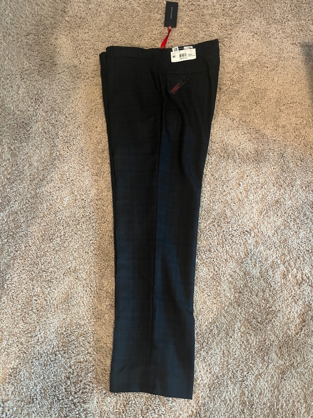 Tommy Hilfiger Men's Black Dress Pants with Subtle Check